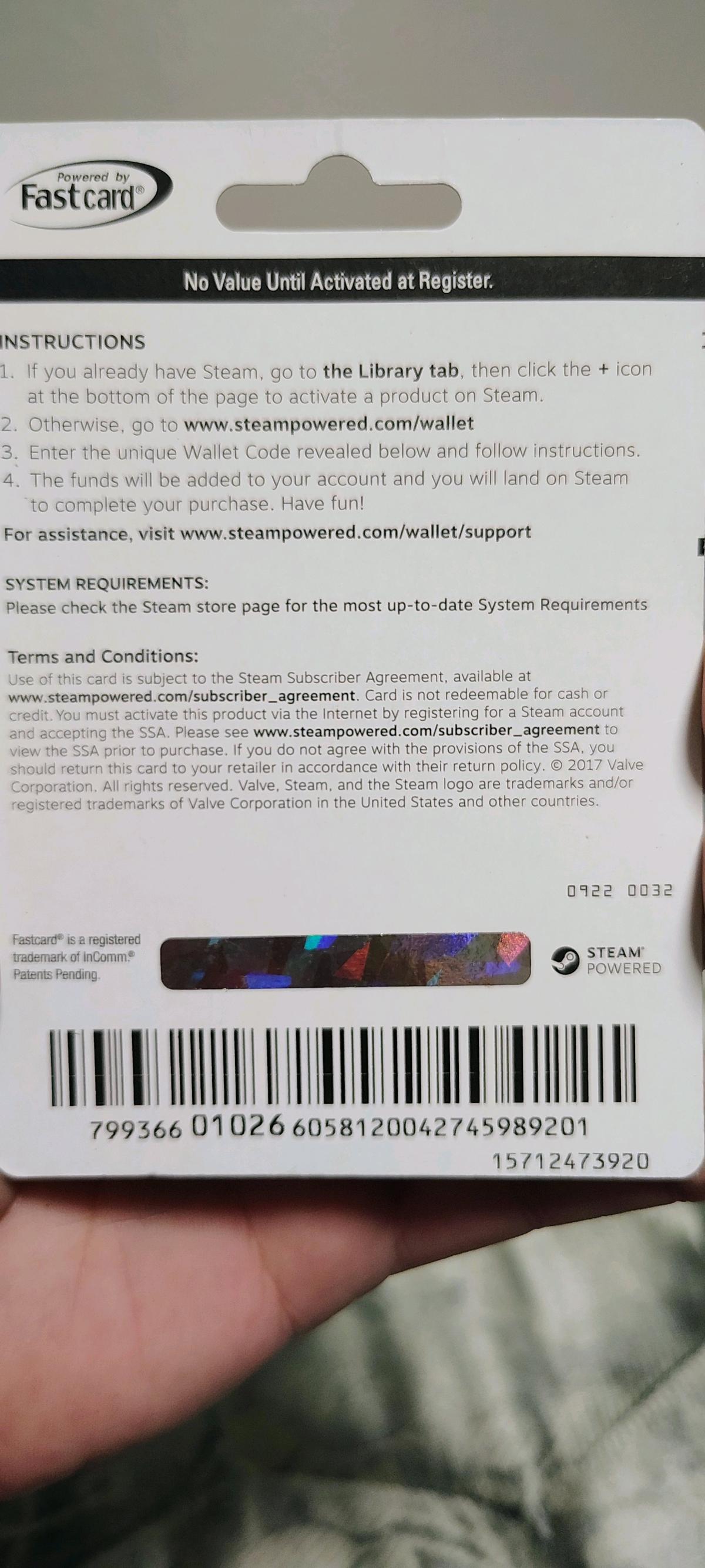 Two loaded and active 20 dollar Steam gaming cards - Mesa, Arizona - FleaMarketBay