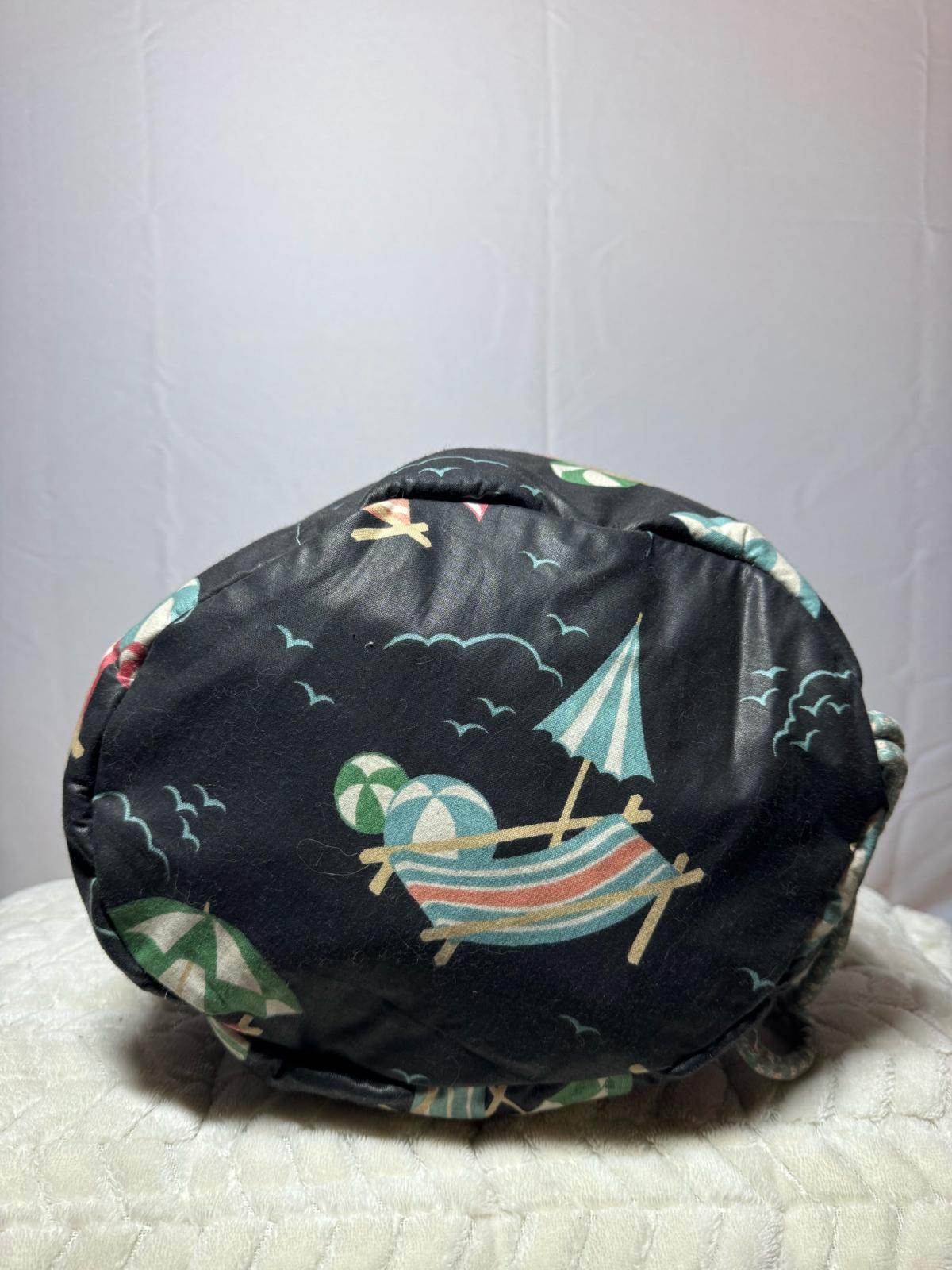 drawstring beach print bucket bag in mint and black - Minneapolis, Minnesota - FleaMarketBay