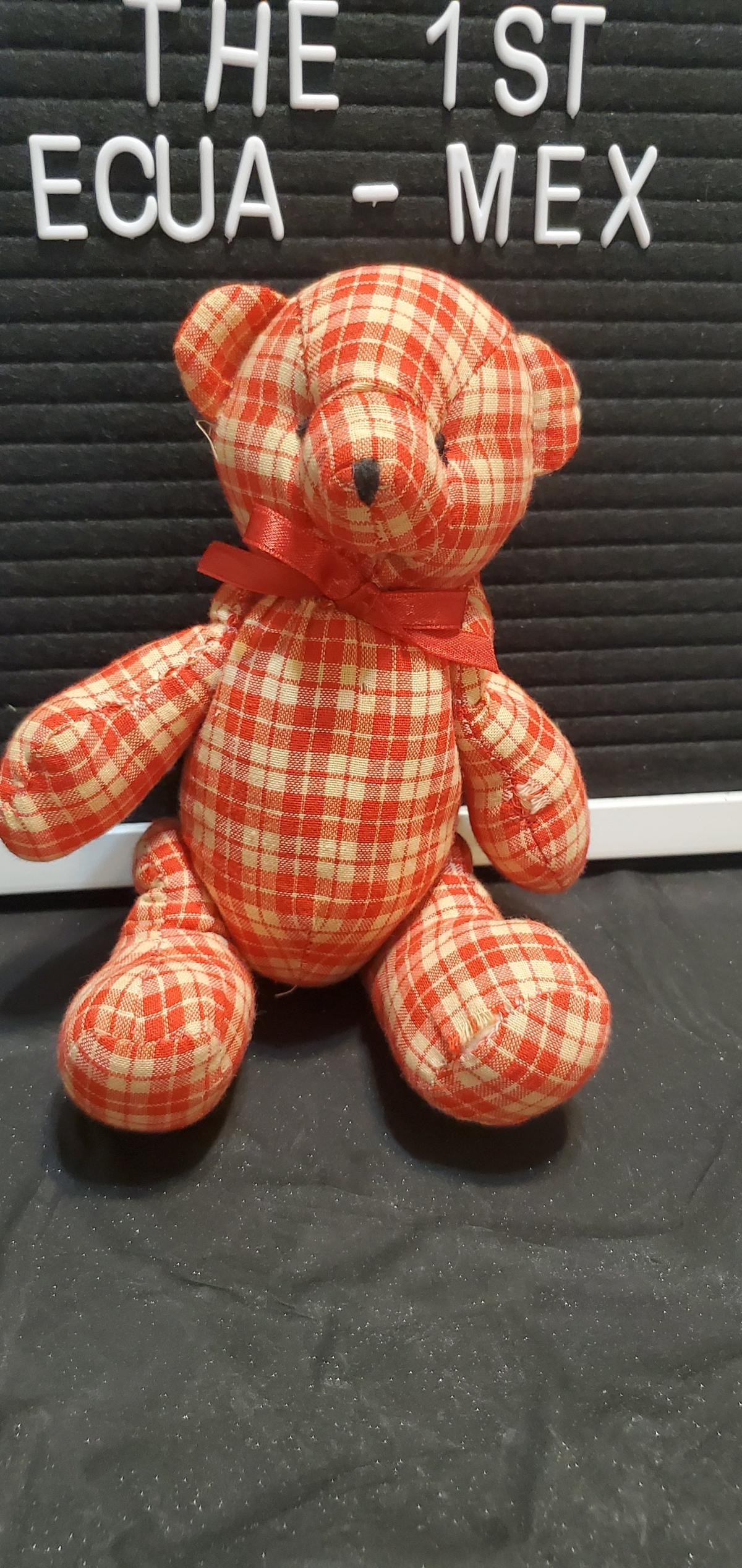 red and white checkered teddy bear - Ozone Park, New York - FleaMarketBay