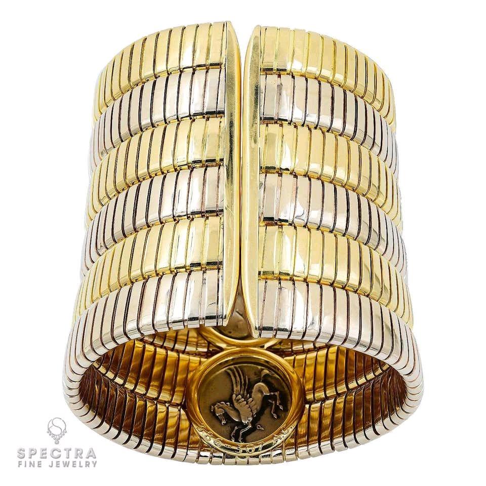 Bulgari Coin Tubogas Bangle in TwoTone 18K Gold  Signed Esta - Los Angeles, California - FleaMarketBay