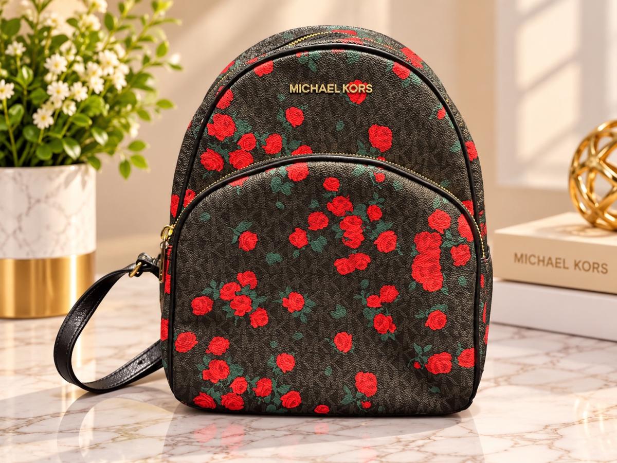 Michael Kors Signature Rose Floral Print Backpack Black Red - Albuquerque, New Mexico - FleaMarketBay