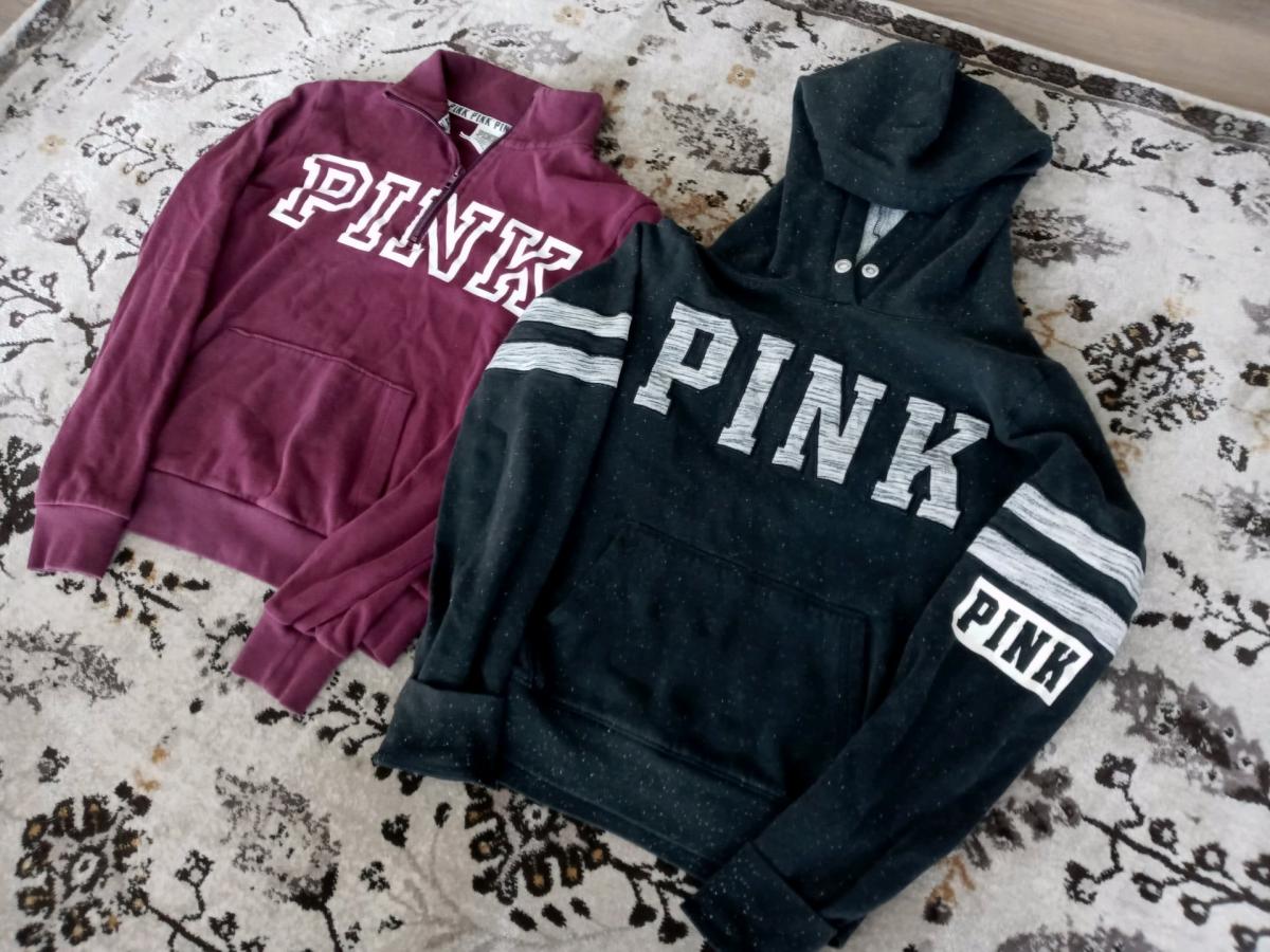 Bundle of 2 Victorias Secret PINK Pullover Sweatshirt Hoodie - Clarendon Hills, Illinois - FleaMarketBay