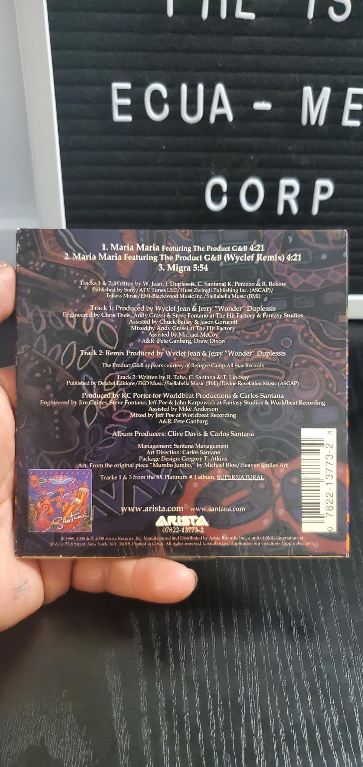 Santana Maria Maria CD Single - Ozone Park, New York - FleaMarketBay