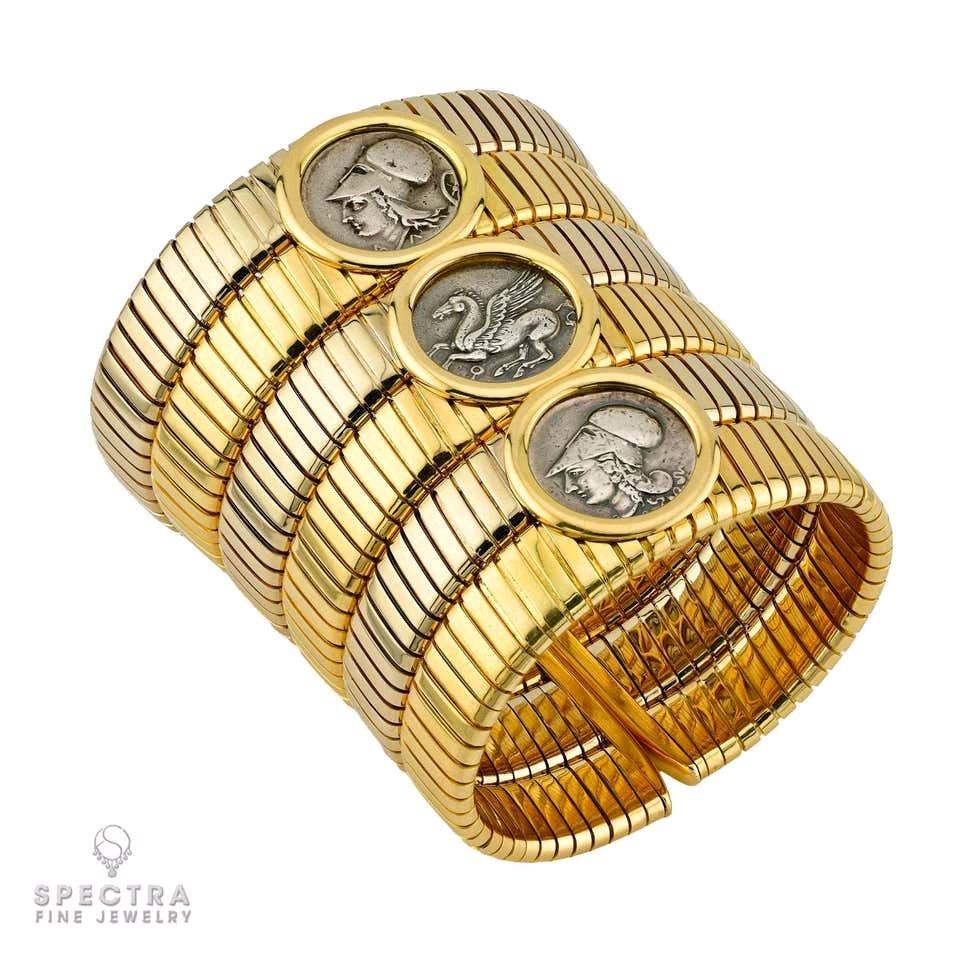 Bulgari Coin Tubogas Bangle in TwoTone 18K Gold  Signed Esta - Los Angeles, California - FleaMarketBay