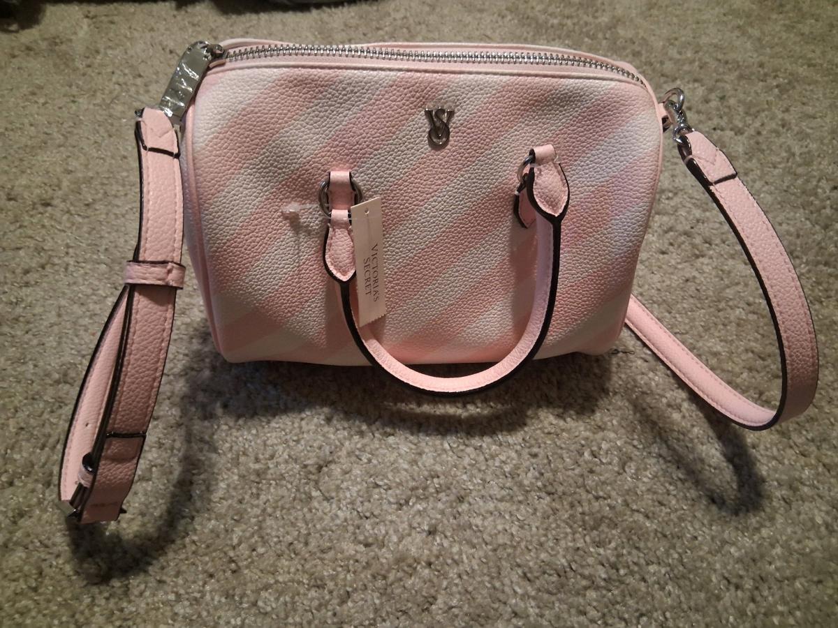 Complete Victorias Secret Pink Stripe Set Duffle Bag Wallet - Stone Mountain, Georgia - FleaMarketBay
