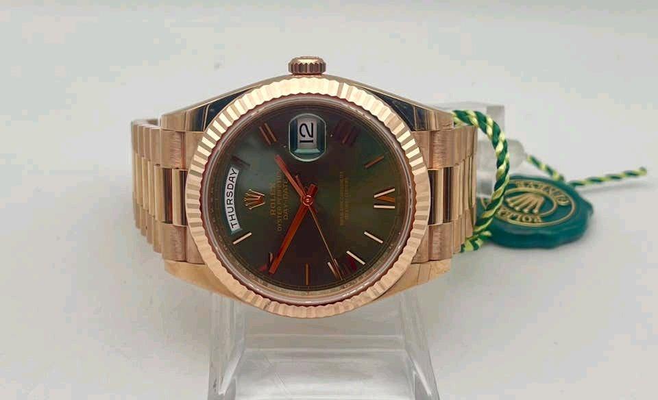 DayDate Rose Gold 40mm Olive green with box and papers - Los Angeles, California - FleaMarketBay