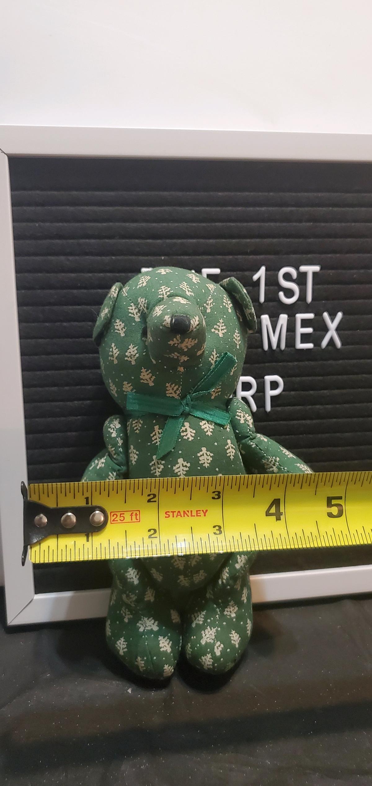 green patterned fabric teddy bear - Ozone Park, New York - FleaMarketBay