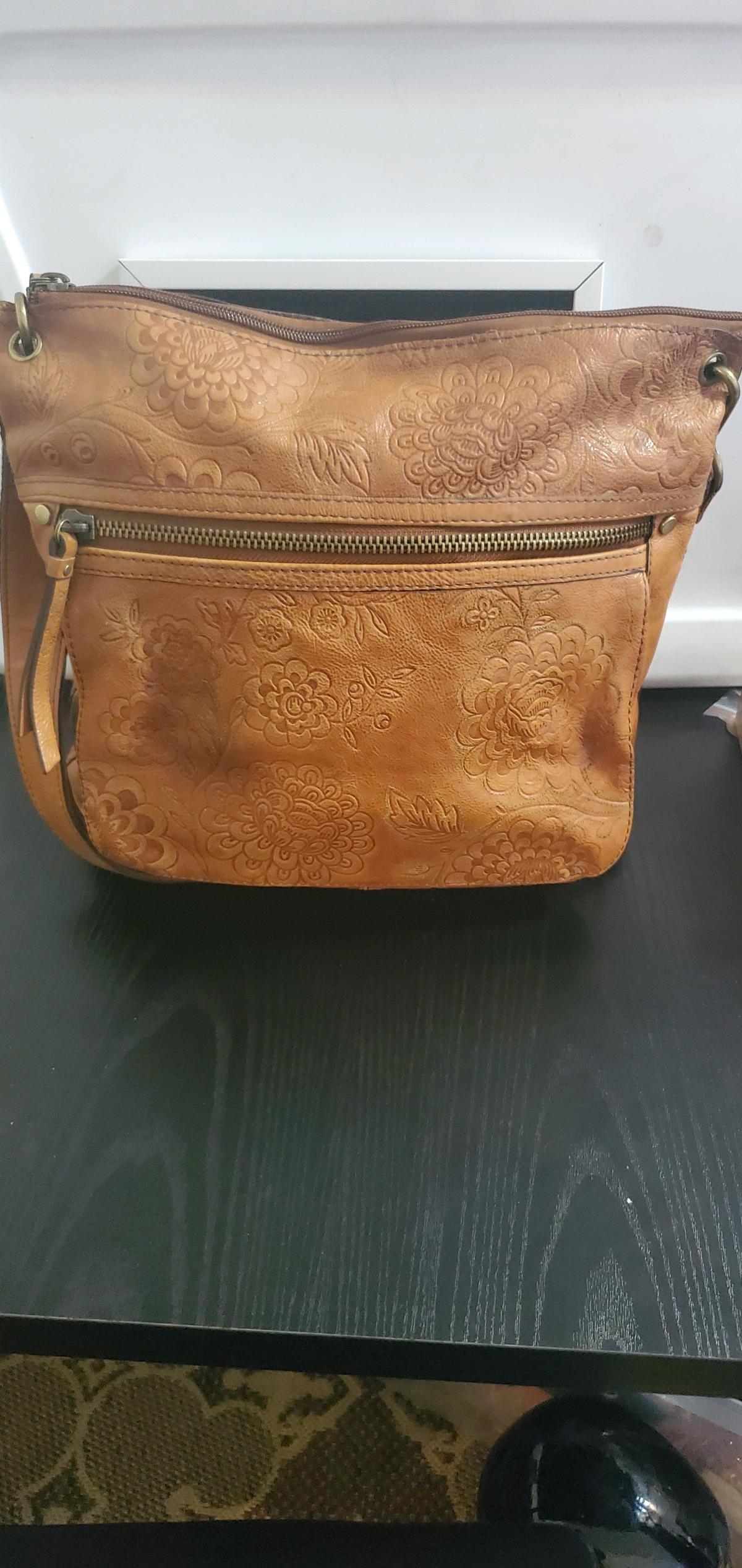 Fossil Embossed Leather Crossbody Bag - Ozone Park, New York - FleaMarketBay