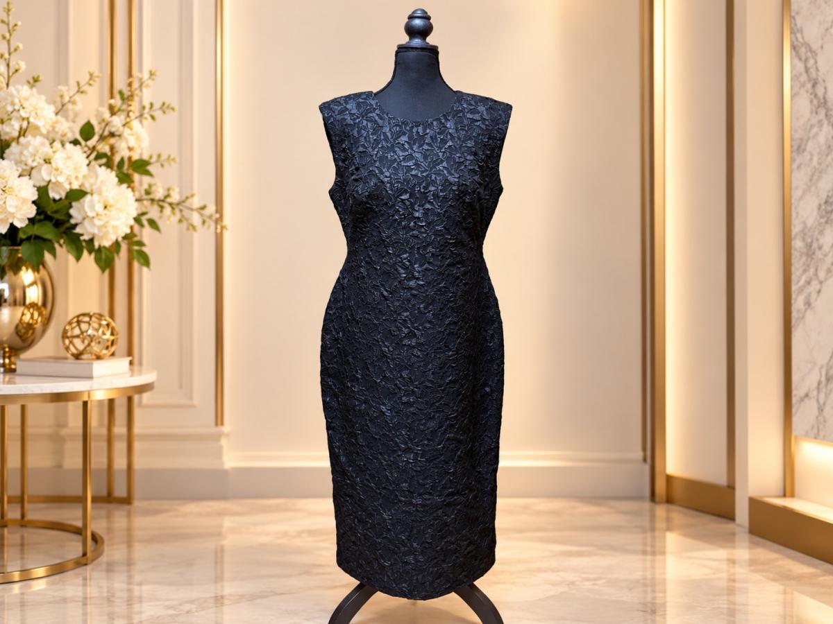 Calvin Klein Womens Black Floral Jacquard Sheath Dress  Size - Hatch, New Mexico - FleaMarketBay