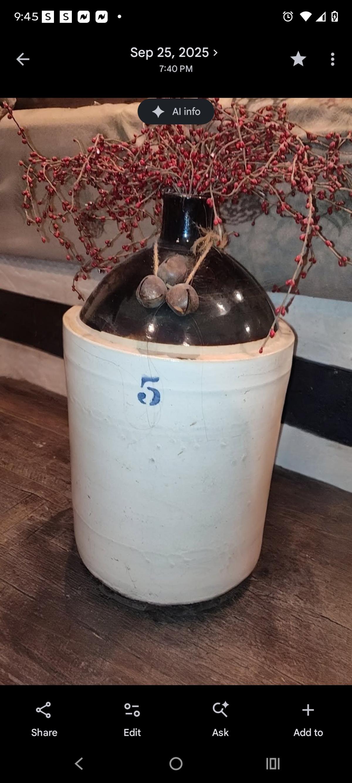 5gallon antique crock - Dover, Pennsylvania - FleaMarketBay