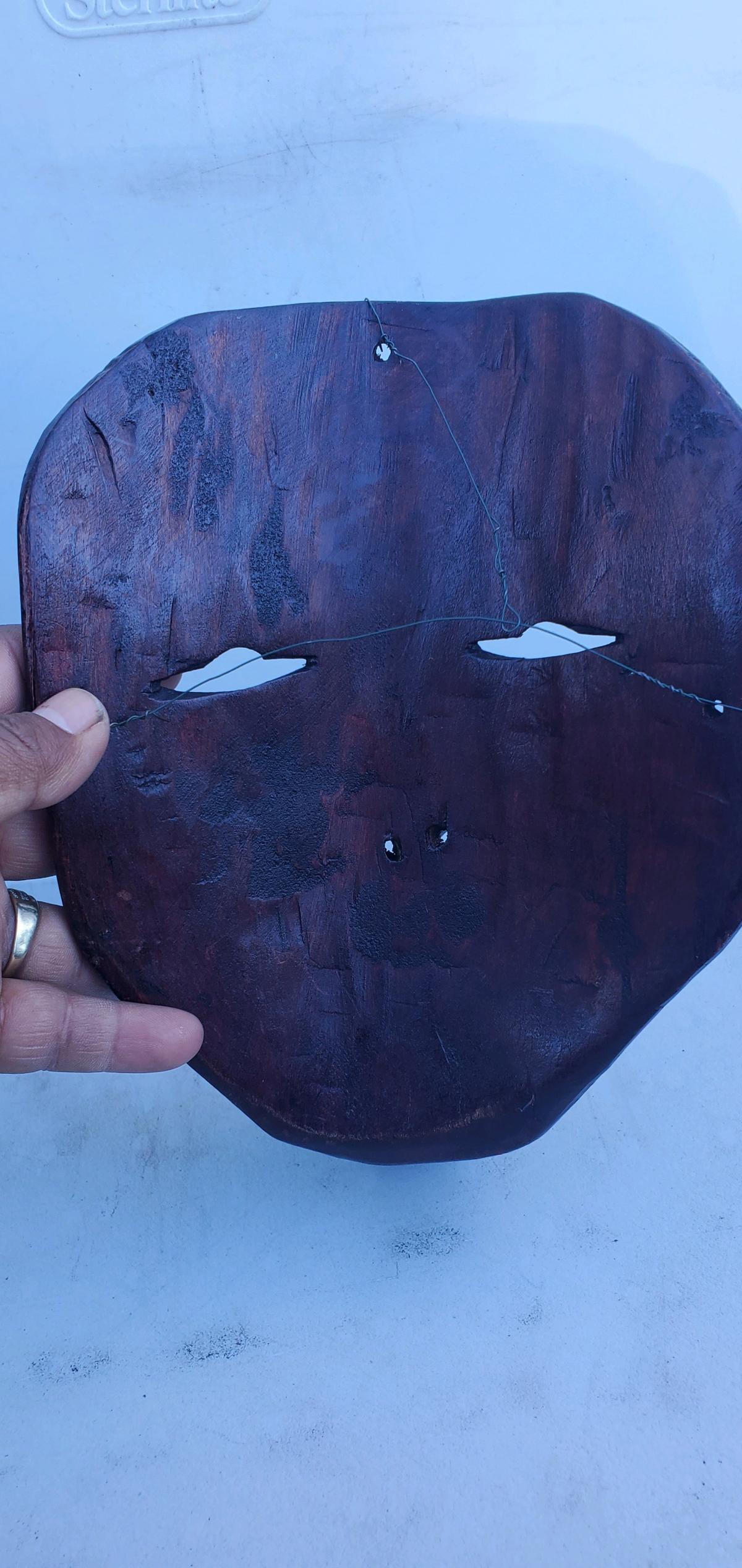 handcarved dark wood wall mask - Ozone Park, New York - FleaMarketBay