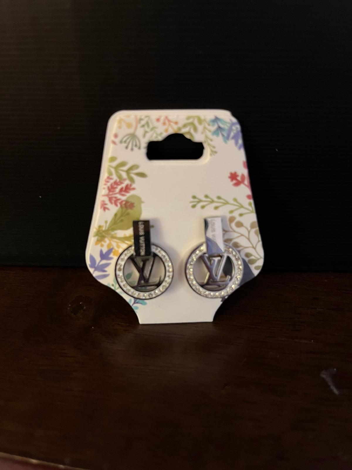 Silver Earrings with Rhinestone Accents - Las Vegas, Nevada - FleaMarketBay