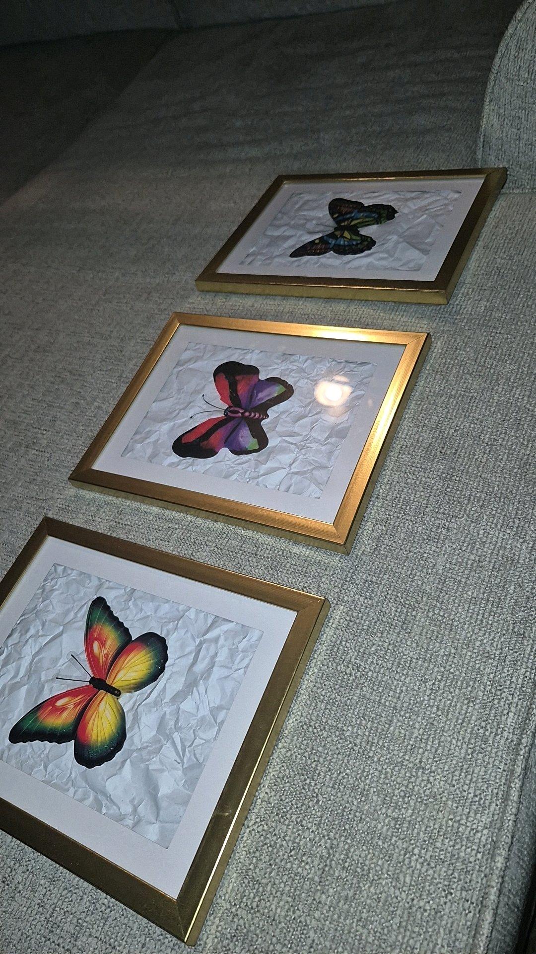3 pc homemade butterfly pictures - Fort Wayne, Indiana - FleaMarketBay