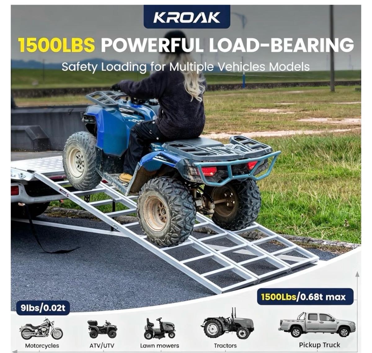 KROAK 1500lbs Aluminum TriFold Loading Ramp - Tulare, California - FleaMarketBay