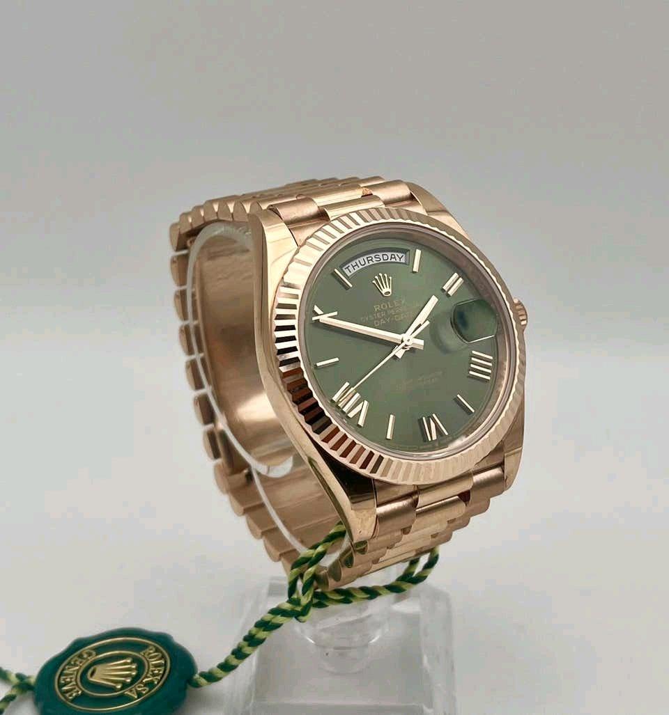 DayDate Rose Gold 40mm Olive green with box and papers - Los Angeles, California - FleaMarketBay