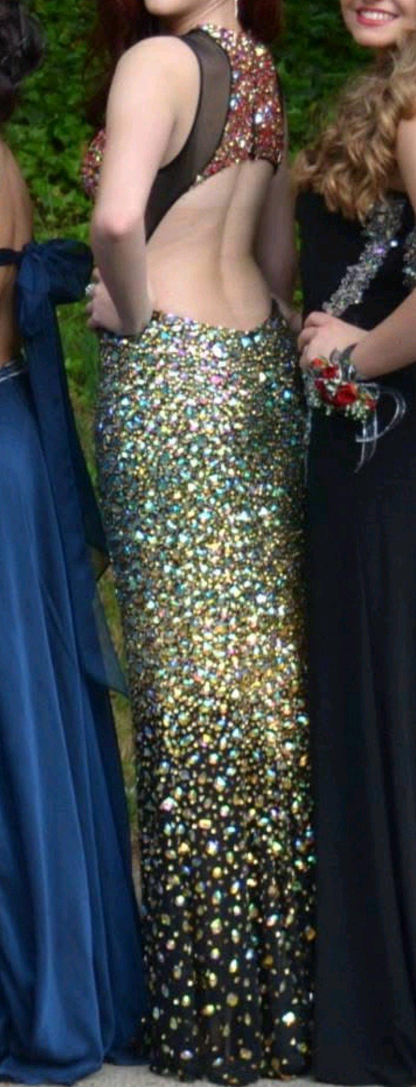 Simply Couture Black Mesh Backless Dress with Iridescent Cry - Linthicum Heights, Maryland - FleaMarketBay