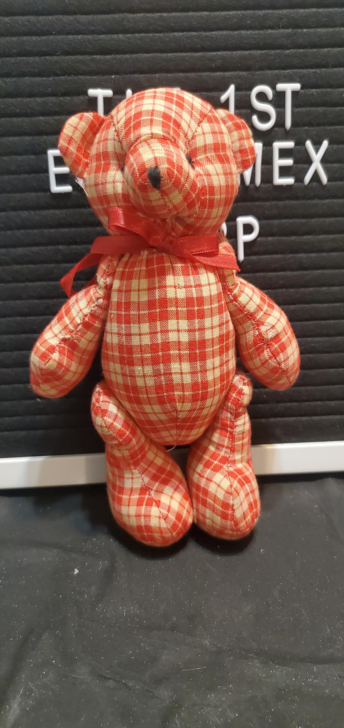 red and white checkered teddy bear - Ozone Park, New York - FleaMarketBay