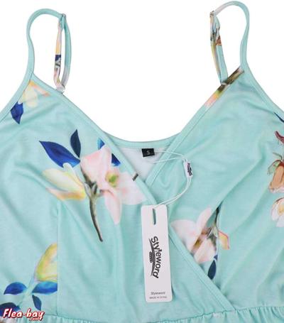 STYLEWORD Women's V Neck Floral Spaghetti Strap Summer Casua - Thumbnail 4