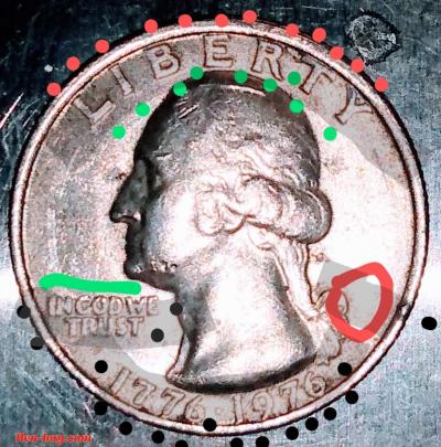 Transitional Bicentennial quarter dollar! 1776-1976/no mint - Thumbnail 5