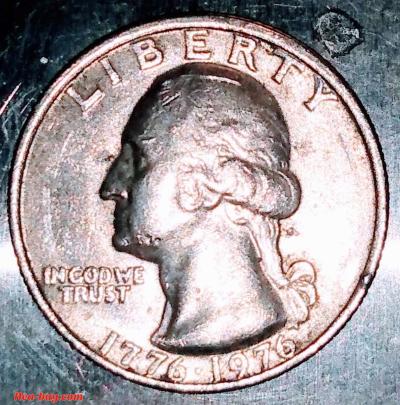 Transitional Bicentennial quarter dollar! 1776-1976/no mint - Thumbnail 2