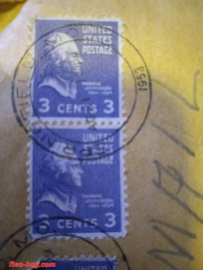1938 Thomas Jefferson purple 3 cent stamps - Thumbnail 4