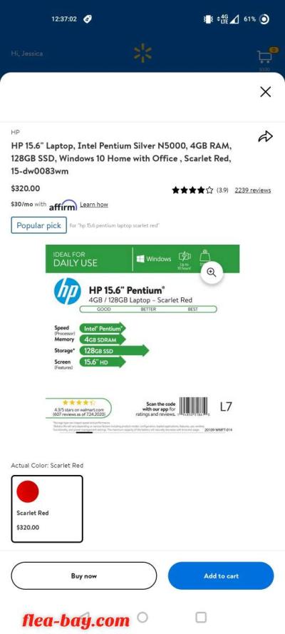 Hp 15.6" laptop 4gb/128gb windows 10 - Thumbnail 4
