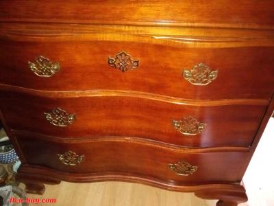 vintage brown wood secretary desk with hutchet - Thumbnail 4