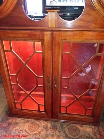 vintage brown wood secretary desk with hutchet - Thumbnail 3