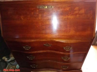 vintage brown wood secretary desk with hutchet - Thumbnail 6