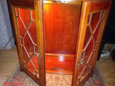 vintage brown wood secretary desk with hutchet - Thumbnail 2