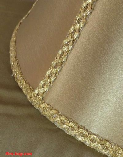 Nice, Custom, Gold Satin Lampshade. 12"x 14", great shape - Thumbnail 3