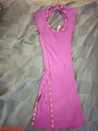 purple snap up dress - Thumbnail 2