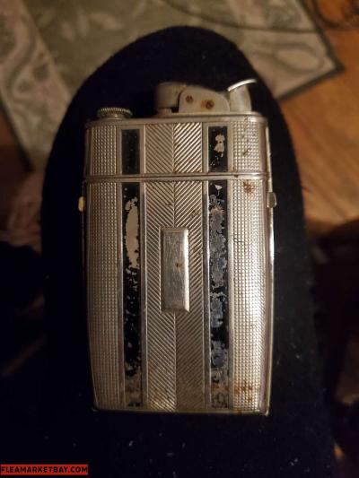 vintage cigarette lighter/ case and a vintage Silex coffee w