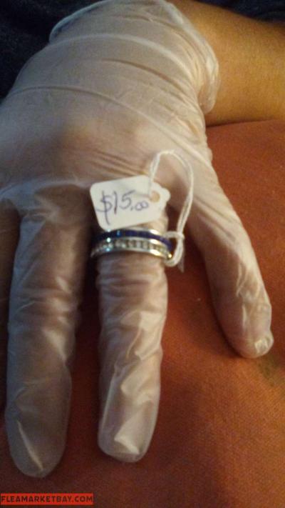 Blue and white cubic diamonds ring - Thumbnail 2