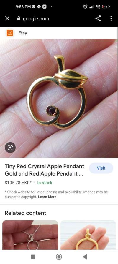 Tiny red crystal apple pendant on gold chain retails 106 - Thumbnail 3
