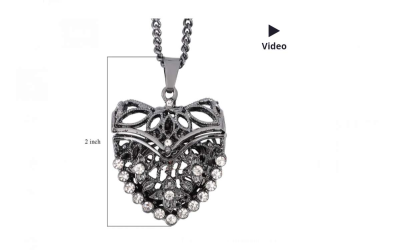 Unique STRADA pendant watch necklace in black silver, 30" - Thumbnail 4
