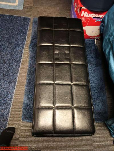 Black Leather ottoman - Thumbnail 2