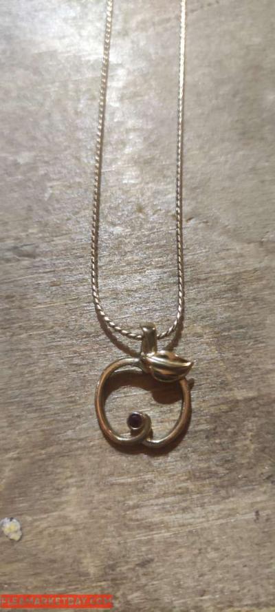 Tiny red crystal apple pendant on gold chain retails 106 - Thumbnail 2