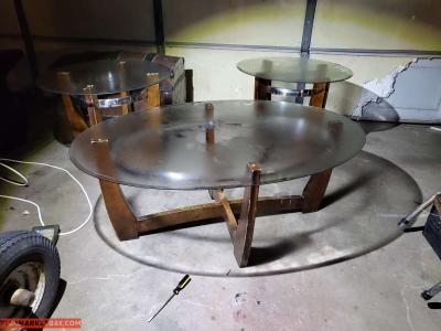 Mid-century  3 piece glass coffee tables - Thumbnail 2