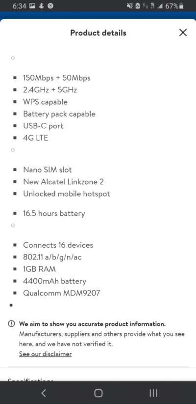 Amazon Echo Dot and Alcatel Link Zone 2 Mobile Hotspot - Thumbnail 5
