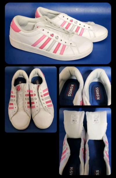 KSwiss Womens Low Tennis Shoes WhitePink Sz 85 - Thumbnail 1