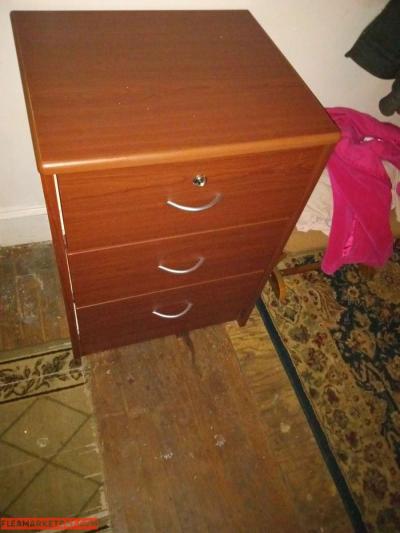 three drawer locking night stand - Thumbnail 2
