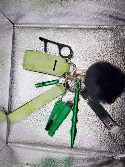 black pom safety keychain