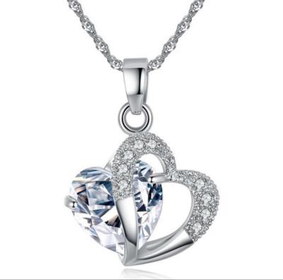 Fashion Peach Heart Shape Colorful Zircon Necklace Clavicle - Thumbnail 4