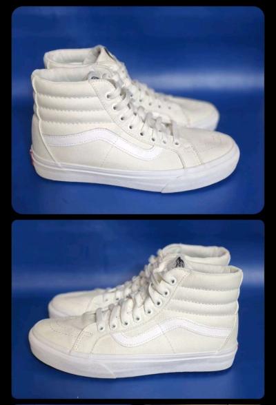 Vans Sk8Hi Sneakers True White Canvas Skateboarding HighTop - Thumbnail 1