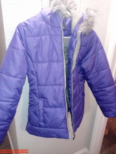 Girls Purple Puffer Jacket - Thumbnail 2