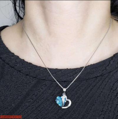 Fashion Peach Heart Shape Colorful Zircon Necklace Clavicle - Thumbnail 2