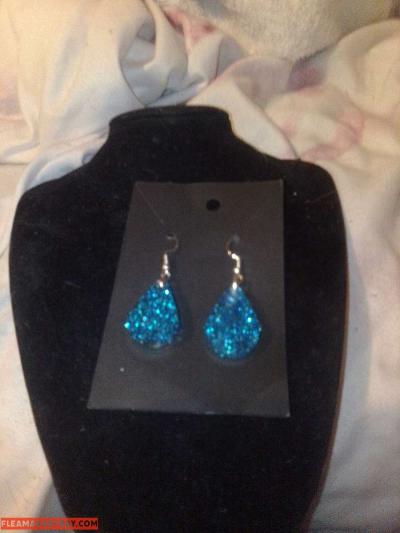 sparkly blue handmade earrings - Thumbnail 2