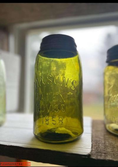 Masons patent nov 30 1858 ground lip shoulder seal olive - Thumbnail 2