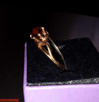Rare 10K Yellow Gold Almandine Garnet Ring - Thumbnail 2